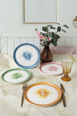 Keramika Flowers Mottolu Nordic Pasta Tabağı 22 Cm 4 Adet 22804-05