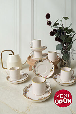Keramika Bronze Bloom Nordic Kahve Takımı 12 Parça 6 Kişilik 22928-29