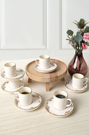 Keramika Bronze Bloom Nordic Kahve Takımı 12 Parça 6 Kişilik 22928-29