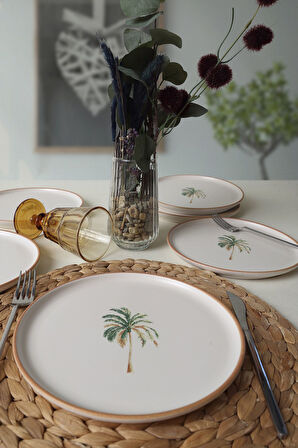 Keramika Bronze Palmiye Nordic Pasta Tabağı 22 Cm 6 Adet 22901