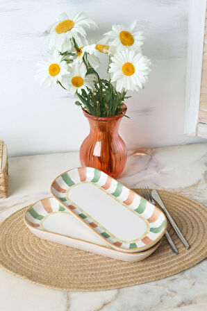 Keramika Bronze Palmiye Noyan Kayık Tabak 26 Cm 2 Adet 22900