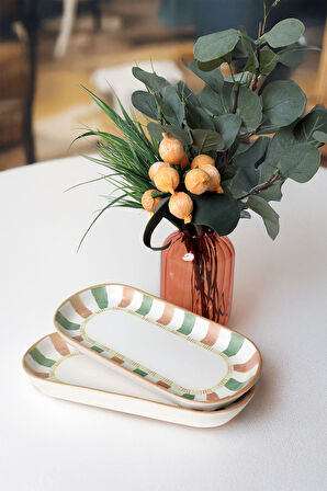 Keramika Bronze Palmiye Noyan Kayık Tabak 26 Cm 2 Adet 22900