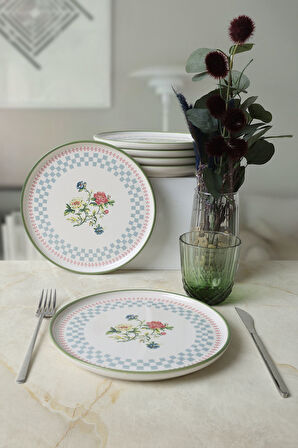 Keramika Rose Line Nordic Pasta Tabağı 22 Cm 6 Adet 22911
