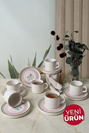 Keramika Rose Line Stackable Çay Takımı 12 Parça 6 Kişilik 22910-12