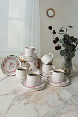 Keramika Rose Line Stackable Çay Takımı 12 Parça 6 Kişilik 22910-12
