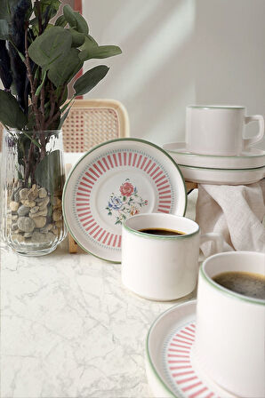 Keramika Rose Line Stackable Çay Takımı 12 Parça 6 Kişilik 22910-12