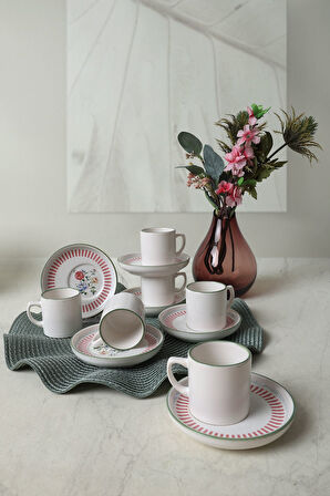 Keramika Rose Line Nordic Kahve Takımı 12 Parça 6 Kişilik 22910-12