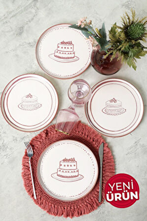 Keramika Pink Cake Nordic Pasta Tabağı 22 Cm 4 Adet 22965-66