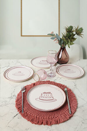 Keramika Pink Cake Nordic Pasta Tabağı 22 Cm 4 Adet 22965-66