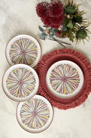 Keramika Serene Flower Nordıc Pasta Tabağı 22 Cm 4 Adet 22983