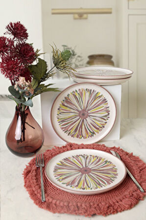 Keramika Serene Flower Nordıc Pasta Tabağı 22 Cm 4 Adet 22983
