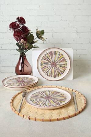 Keramika Serene Flower Nordıc Pasta Tabağı 22 Cm 4 Adet 22983