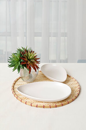 Keramika Mat Beyaz Serenity Kayık Tabak 24 Cm 2 Adet 022