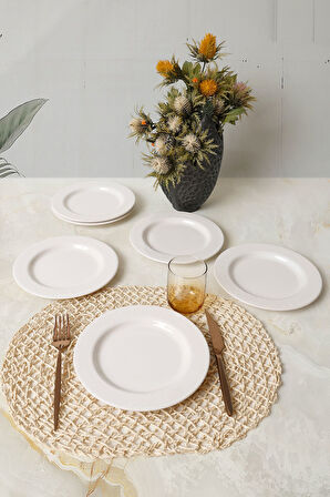 Keramika Beyaz İyonya Pasta Tabağı 22 Cm 6 Adet 006