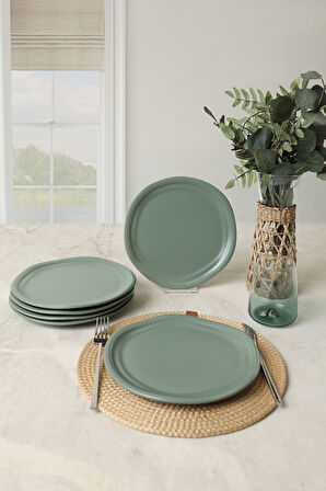 Keramika Mat Yeşil Bloom Pasta Tabağı 24 Cm 6 Adet 322