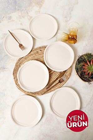 Keramika Krem Bloom Pasta Tabağı 24 Cm 6 Adet 030