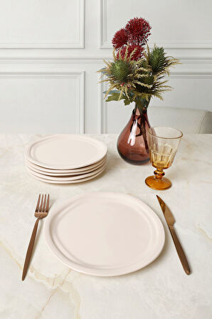 Keramika Krem Bloom Pasta Tabağı 24 Cm 6 Adet 030