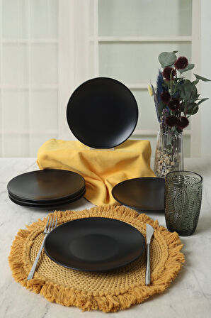 Mat Siyah Ege Pasta Tabağı 20 Cm 6 Adet 956