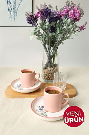 Keramika Elegant Blossoms Pembe Kahve Takımı 4 Parça 2 Kişilik 21793