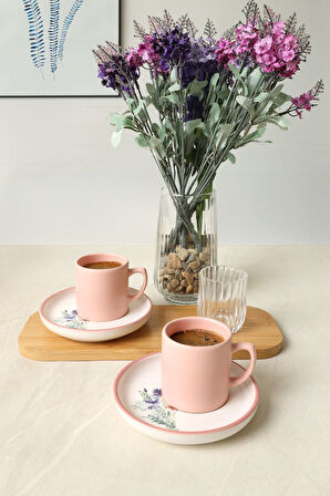 Keramika Elegant Blossoms Pembe Kahve Takımı 4 Parça 2 Kişilik 21793