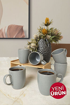 Keramika Mat Gri Bulut Kupa 9 Cm 6 Adet 643
