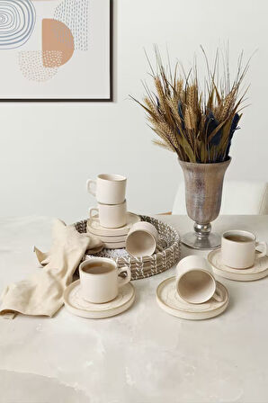 Keramika Taupe Bloom Stackable Çay Takımı 12 Parça 6 Kişilik 22520-28