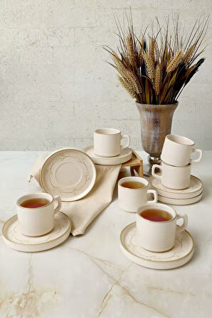 Keramika Taupe Bloom Stackable Çay Takımı 12 Parça 6 Kişilik 22520-28