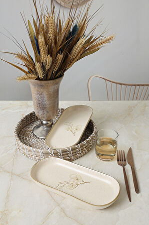 Keramika Taupe Bloom Noyan Kayık Tabak 26 cm 2 Adet 22519