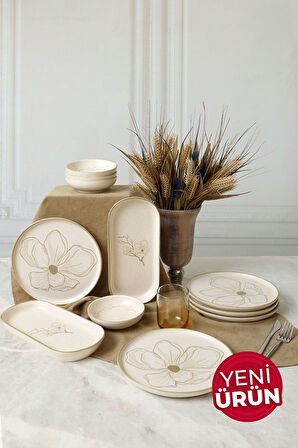 Keramika Taupe Bloom Kahvaltı Takımı 12 Parça 6 Kişilik 22519-28-29
