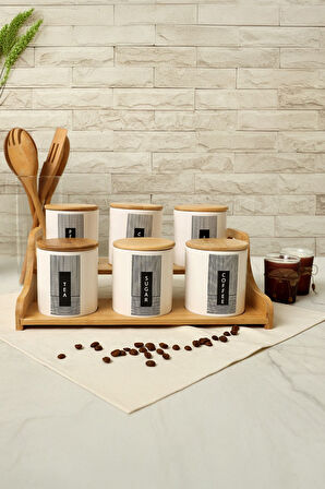 Bambu Standlı 6 Parça Baharat Seti Tutku 1403