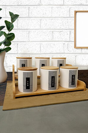 Bambu Standlı 6 Parça Baharat Seti Tutku 1403