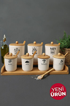 Bambu Standlı 7 Parça Baharat Seti Tutku 1409