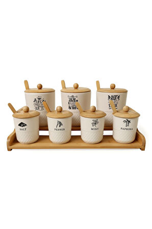 Bambu Standlı 7 Parça Baharat Seti Tutku 1409