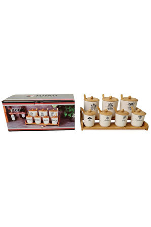 Bambu Standlı 7 Parça Baharat Seti Tutku 1409