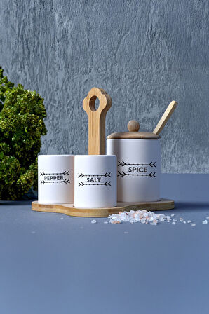 Bambu Standlı 3 Parça Baharat Seti Tutku 1421