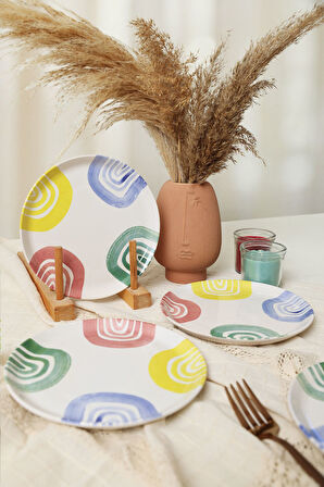 Keramika Etnik Hitit Pasta Tabağı 20 Cm 4 Adet 22550