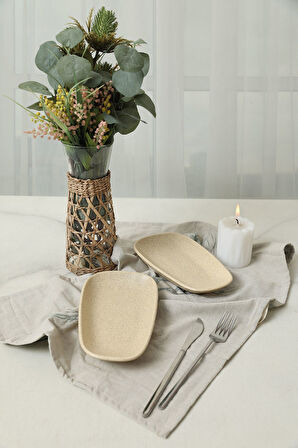 Keramika Mat Krem Tetra Kayık Tabak 21 Cm 2 Adet 039
