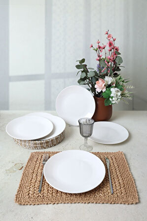 Keramika Beyaz Ege Servis Tabağı 26 Cm 6 Adet 006