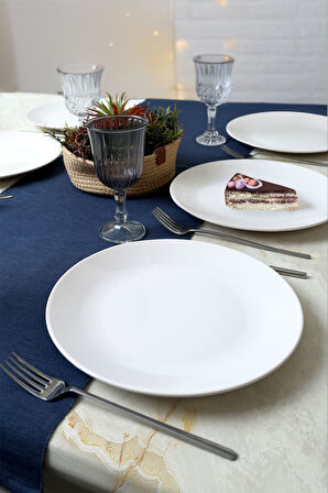 Keramika Beyaz Ege Servis Tabağı 26 Cm 6 Adet 006