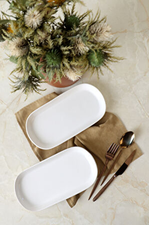 Keramika Beyaz Noyan Kayık Tabak 28 Cm 2 Adet 006