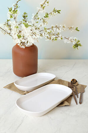 Keramika Beyaz Noyan Kayık Tabak 28 Cm 2 Adet 006