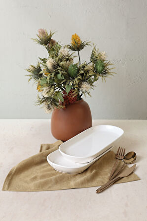 Keramika Beyaz Noyan Kayık Tabak 28 Cm 2 Adet 006