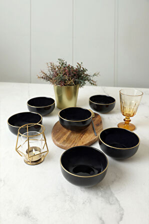 Keramika Siyah Gold Bulut Kase 12 Cm 6 Adet