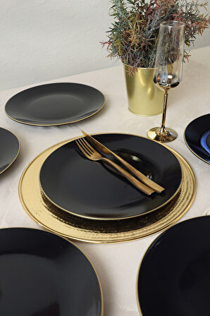 Keramika Siyah Gold Ege Servis Tabağı 26 Cm 6 Adet