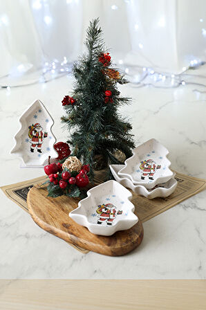 Keramika Yılbaşı Noel Baba Kayık Çerezlik 17 Cm 4 Adet 23769