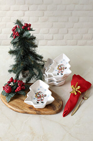 Keramika Yılbaşı Noel Baba Kayık Çerezlik 17 Cm 4 Adet 23769