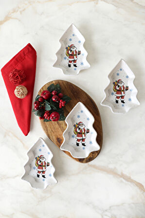 Keramika Yılbaşı Noel Baba Kayık Çerezlik 17 Cm 4 Adet 23769