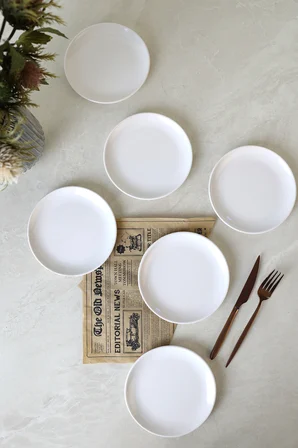 Keramika Beyaz Delta Pasta Tabağı 17 Cm 6 Adet 006