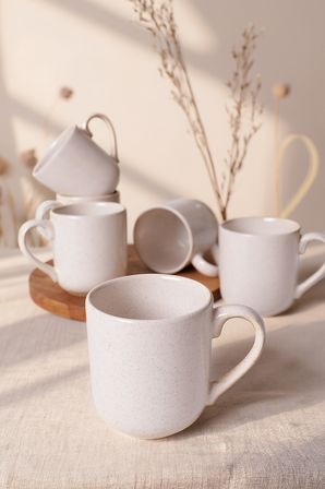 Keramika Reaktif Krem Parion Kupa 10 Cm 6 Adet Q59