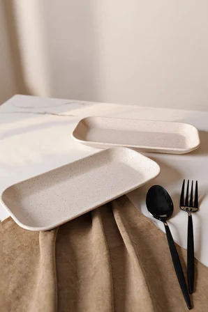 Keramika Mat Krem Pergamon Kayık Tabak 26 Cm 2 Adet 040